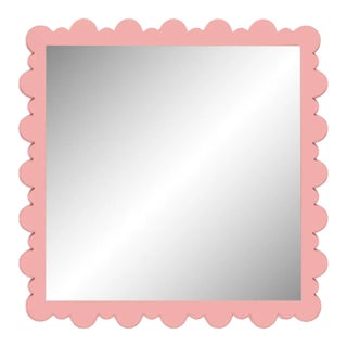 Fleur Home Garden District Valmont Square Mirror in Pink Punch, 23.5x23.5 For Sale