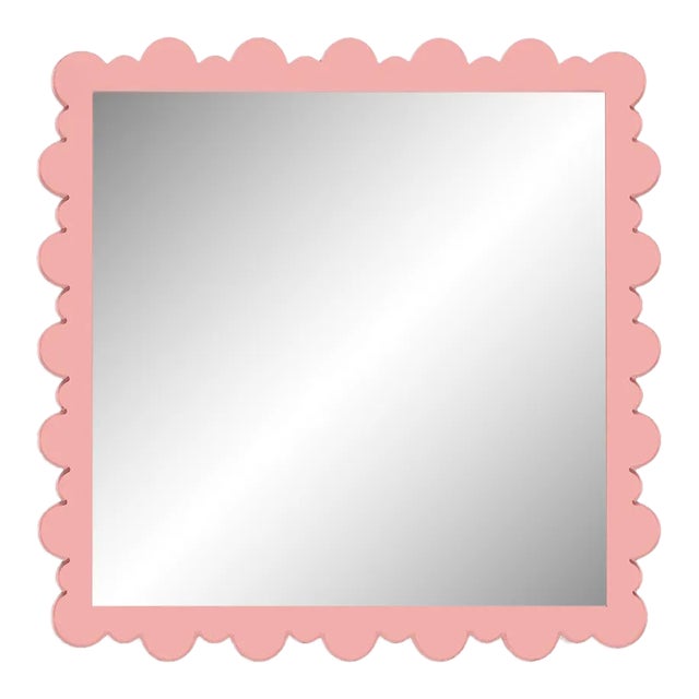 Fleur Home Garden District Valmont Square Mirror in Pink Punch, 23.5x23.5 For Sale