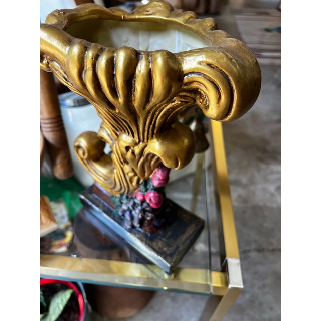 Hollywood Regency 1970s Hollywood Regency Gold Chalkware Vase For Sale - Image 3 of 7