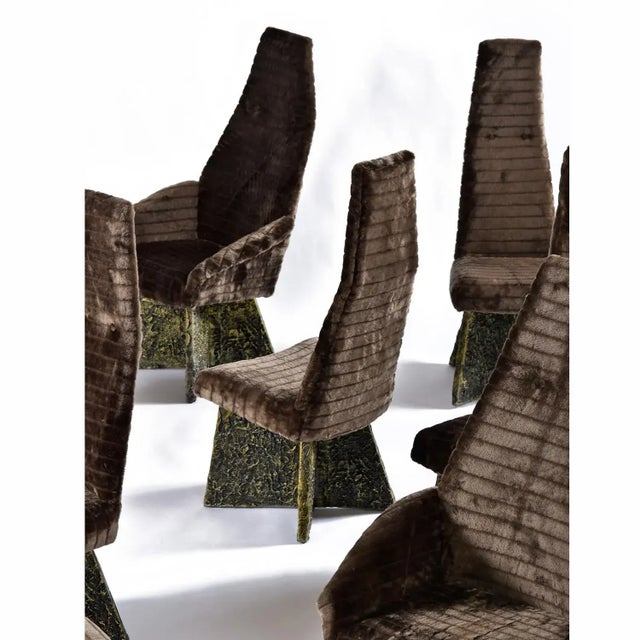 8 Restored Adrian Pearsall Craft Associates Bronze Brown and Black Brutalist Dining Chairs For Sale - Image 16 of 17
