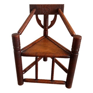 Antique 19th Century Oak Turners Corner Chair For Sale