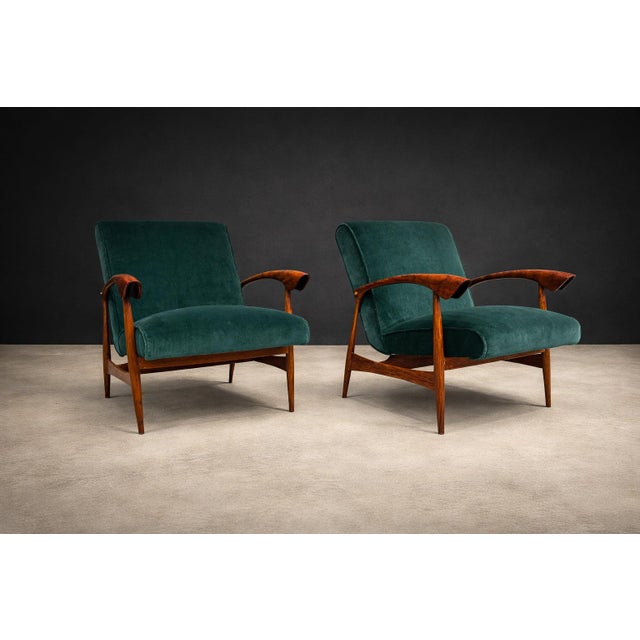 Pair of Armchairs in Brazilian Hardwood & Green Velvet by Liceu De Artes E Ofícios, 1960s For Sale - Image 13 of 13