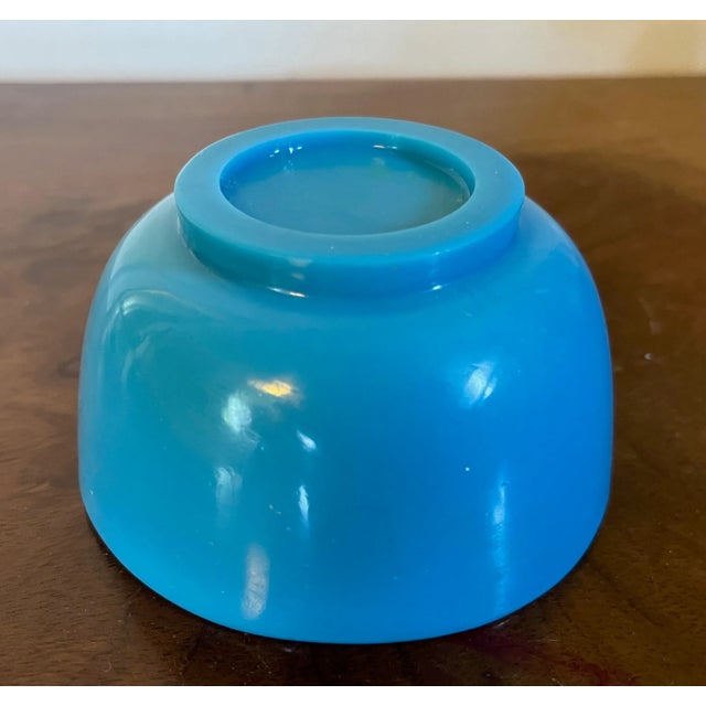 Glass Antique 19th Century Bright Peacock Blue Peking Glass Footed Bowl For Sale - Image 7 of 13