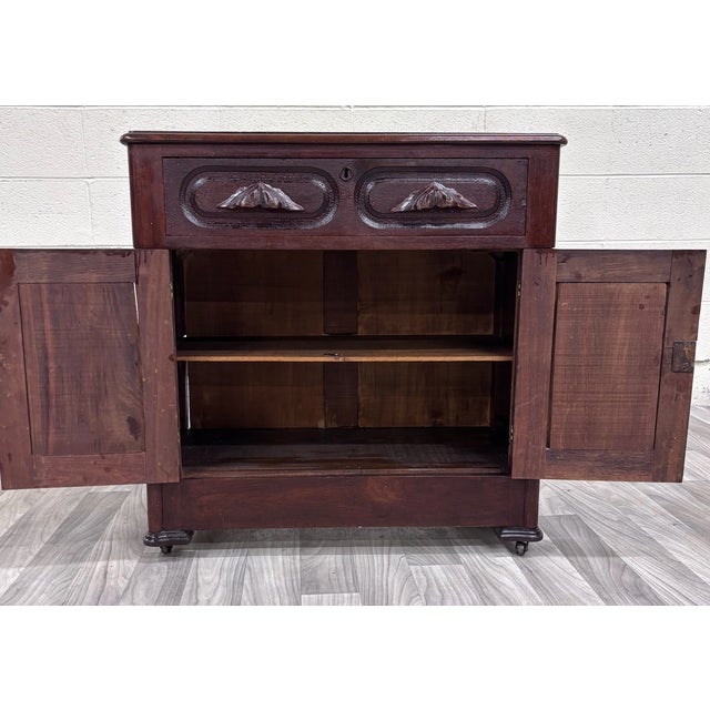 Victorian Antique Victorian Eastlake Style Walnut Cupboard Washstand Nightstand For Sale - Image 3 of 11