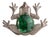 Antique Style Oxidized Silver & 15.25 Ct Natural Emerald Diamond Frog Brooch Pendant For Sale