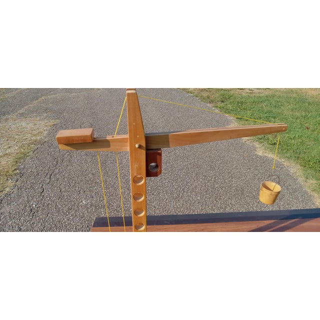 Mid-Century Modern Vintage Handmade Wooden Toy Crane For Sale - Image 3 of 11