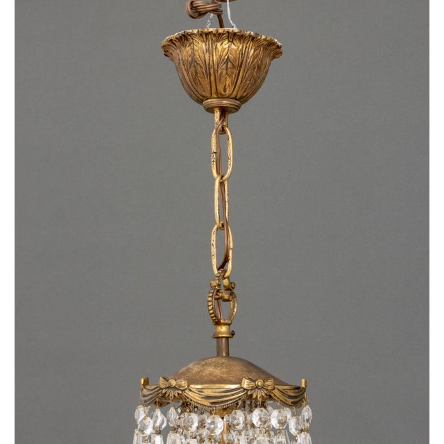 Late 20th Century French Empire Style Bronze Basket Chandelier For Sale - Image 10 of 11