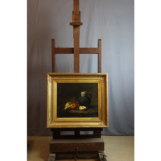Oil on canvas, still life, signed Eugène Claude, keyed stretcher and gilt frame. Born into a family of porcelain...