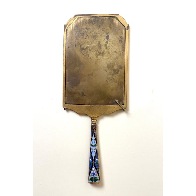 Empire French Gilt Bronze Champlevé Enamel Hand Mirror, 1810 For Sale - Image 9 of 18