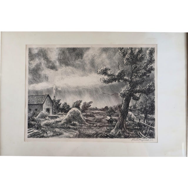 English 1931 Grant Tyson Reynard Signed Lithograph “Wind and Rain,” Framed For Sale - Image 3 of 15
