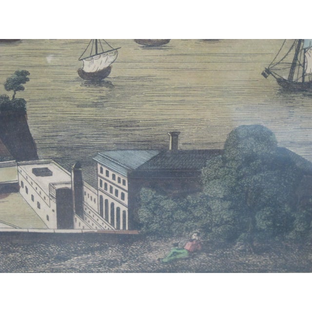 Figurative Antique Sailboats by the Waterfront Optica Print For Sale - Image 3 of 6