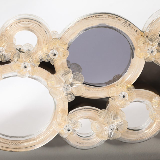 Modernist Hand-Blown Murano Glass Mirror W/ Gold Fleck Applique Border Detailing For Sale - Image 12 of 18