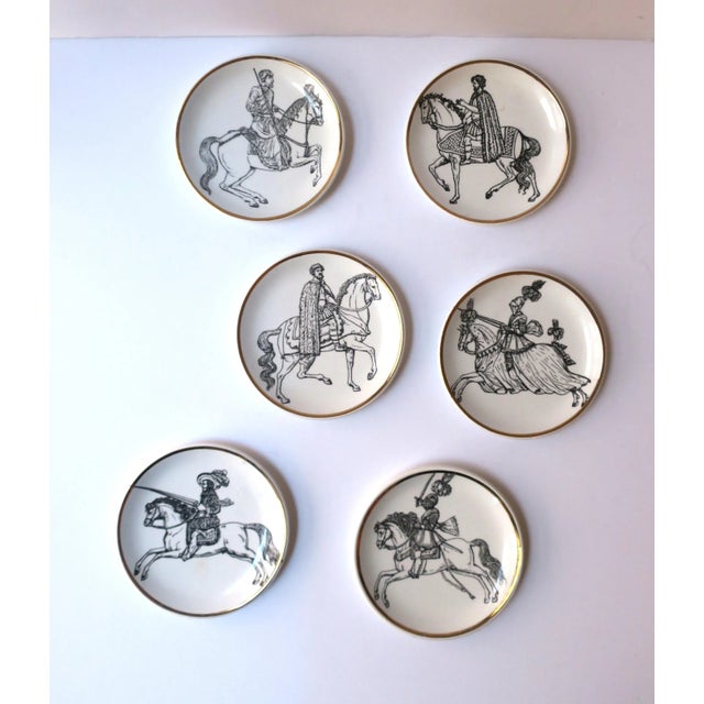 Fornasetti Horse Motif Piero Fornasetti Italian Cocktail Drinks Coasters or Wall Art, Set of 6 For Sale - Image 4 of 12