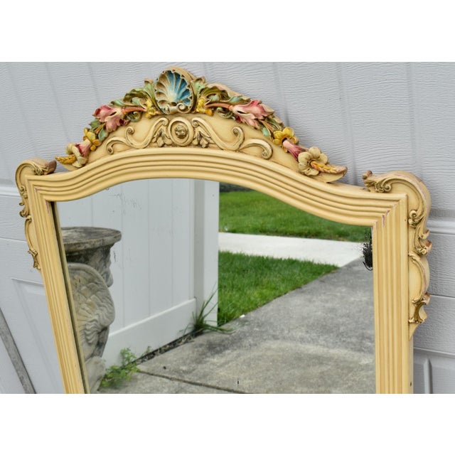 1950s VTG Carved & Painted Venetian Style Wall Mirror For Sale - Image 5 of 5