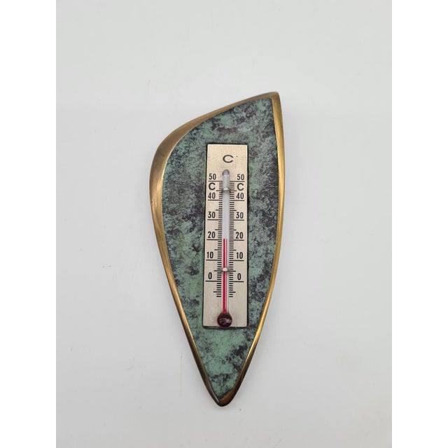 Metal Vintage Wall Thermometer in Brass, 1960s For Sale - Image 7 of 8