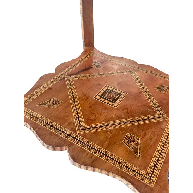 Vintage Marquetry Wood Inlay With Mother of Pearl Folding Game Table For Sale - Image 14 of 18