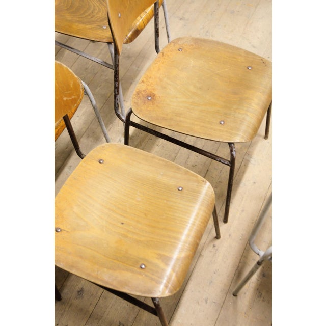 Vintage Industrial School Chairs, 1970s, Set of 6 For Sale - Image 10 of 14