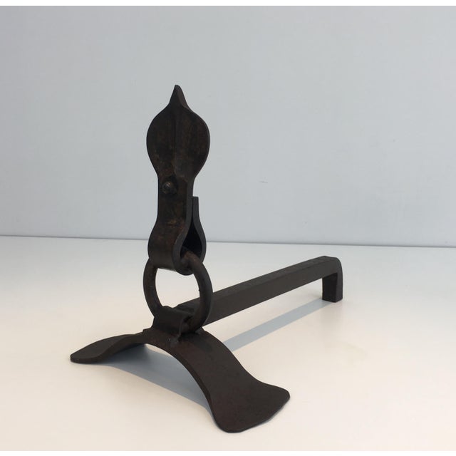 Modernist Wrought Iron Andirons - A Pair For Sale - Image 9 of 13