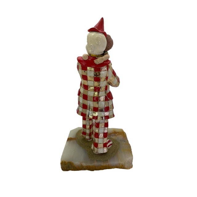 1980s Ron Lee Child & Clown Sculpture on Onyx Base With 24k Gold Accents, Signed 1985 For Sale - Image 5 of 13