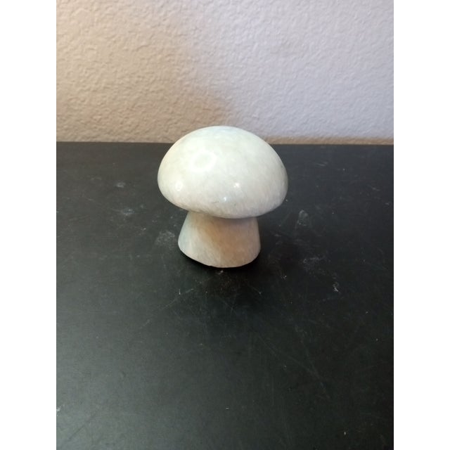 Boho Chic 1980s Carved Marble Teal Mushroom Figurine Paperweight For Sale - Image 3 of 5