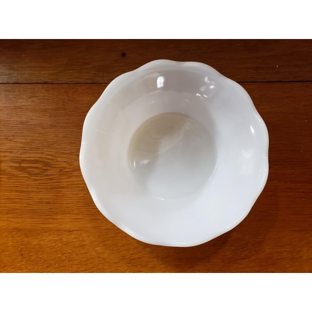 1960s Vintage Milk Glass Punch Bowl Base With Scalloped Edge Colony Harvest Grape Pattern For Sale - Image 5 of 5