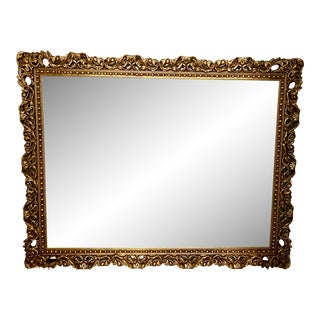 1940's Baroque Hand Carved Over Mantle Mirror For Sale
