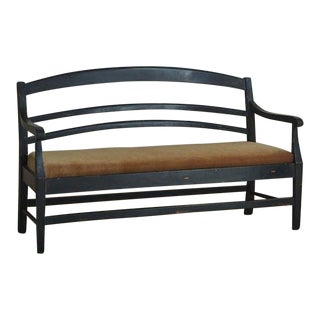 Early 20th Century Antique French Provincial Bench With Mohair Seat For Sale