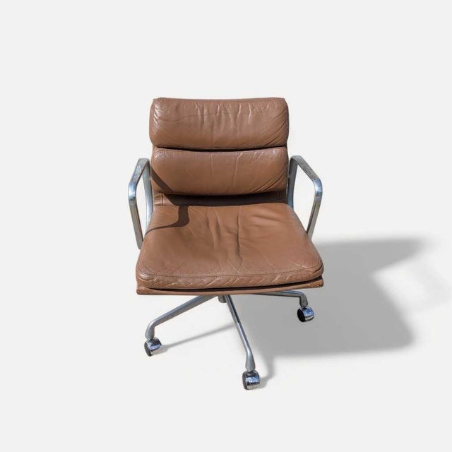 Brown Mid-Century Modern Eames Soft Pad Chair by Herman Miller, 1960s, Leather For Sale - Image 8 of 18