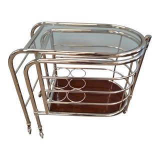 Ralph Lauren Home Modern Metropolis Rolling Bar Cart For Sale