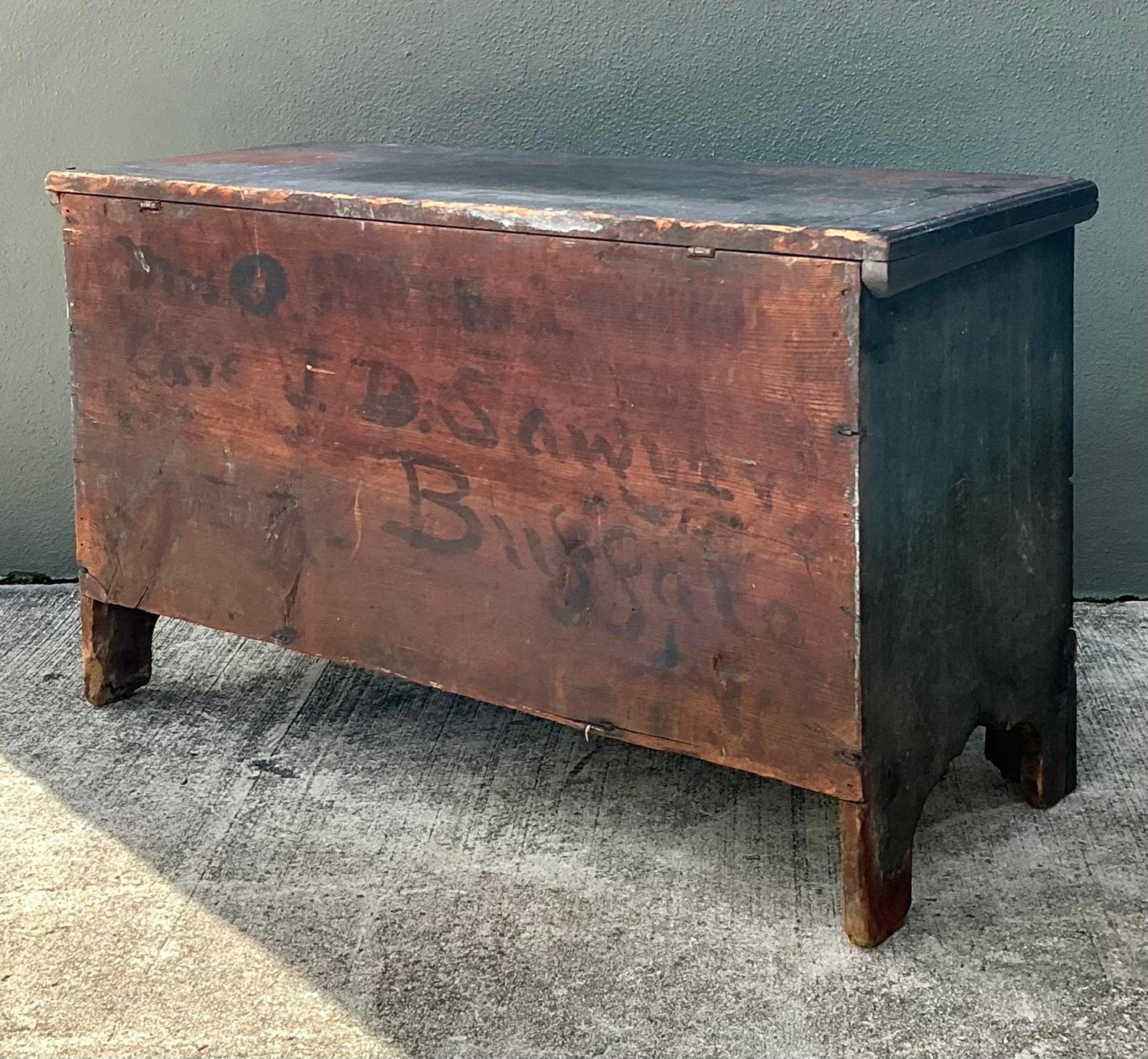 Vintage Primitive Blanket Chest - Iron, 40.5W x 24H - Top view