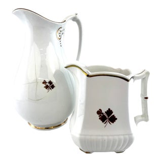 Antique English Ironstone Pitchers Set of 2 Wedgwood & Co and Anthony Shaw For Sale