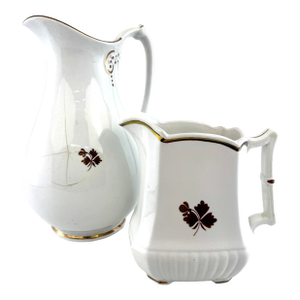 Antique English Ironstone Pitchers Set of 2 Wedgwood & Co and Anthony Shaw