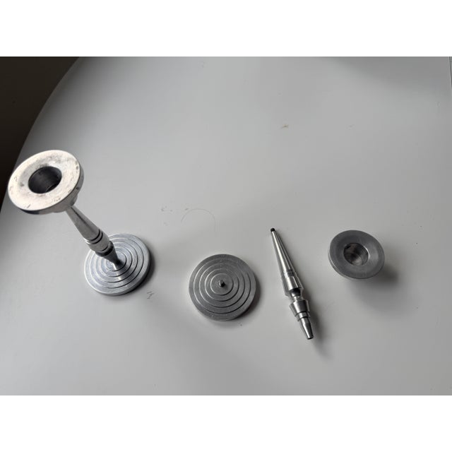 Industrial Pair of Industrial Machine Age Candlesticks, Aluminum. For Sale - Image 3 of 5