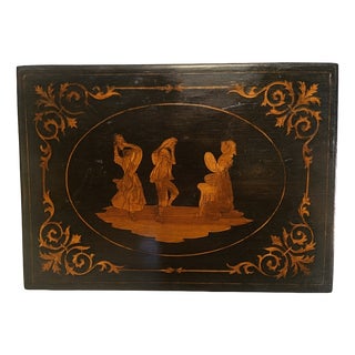Sorrento Marquetry Box with a Medallion Scene of Three Dancers For Sale