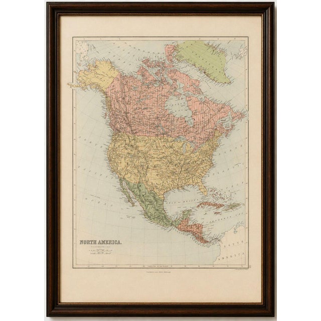 Title: antique north america map, canada, usa, mexico, bartholomew 1884 this attractive antique map of north america was...