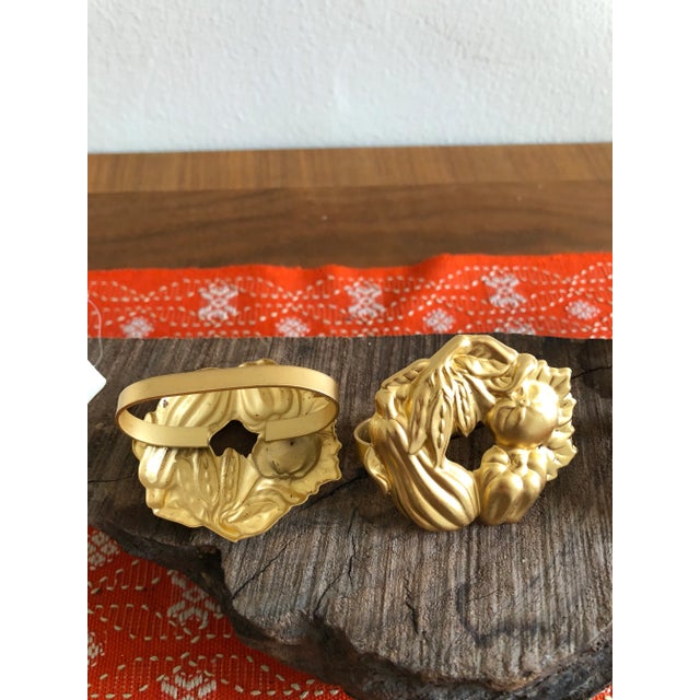 Modern Vintage Gump's Stamped Metal Matte Gold Vegetables Napkin Holders 16 For Sale - Image 3 of 7
