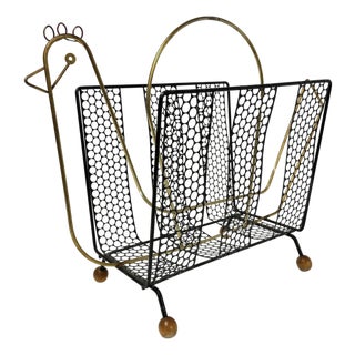50s Mid Century Modern Frederick Weinberg Inp Iron Magazine Holder Rack Figural For Sale