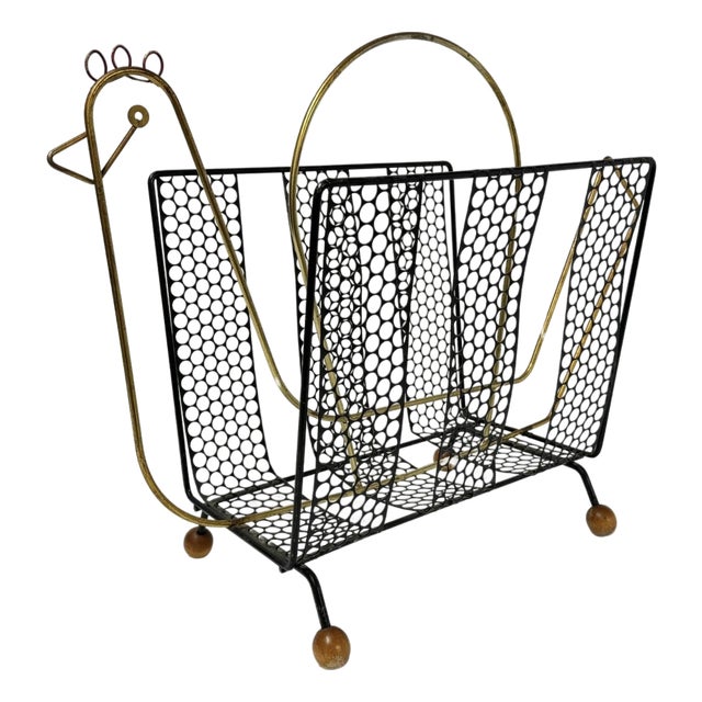 50s Mid Century Modern Frederick Weinberg Inp Iron Magazine Holder Rack Figural For Sale