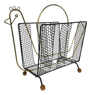 50s Mid Century Modern Frederick Weinberg Inp Iron Magazine Holder Rack Figural