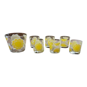 1960s Vintage Colony Glass Ice Bucket and Glasses Set- 7 Pieces