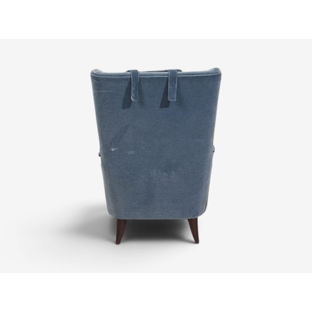 Textile Danish Cabinetmaker, Lounge Chairs, Blue Velvet, Stained Wood, Denmark, 1950s For Sale - Image 7 of 11