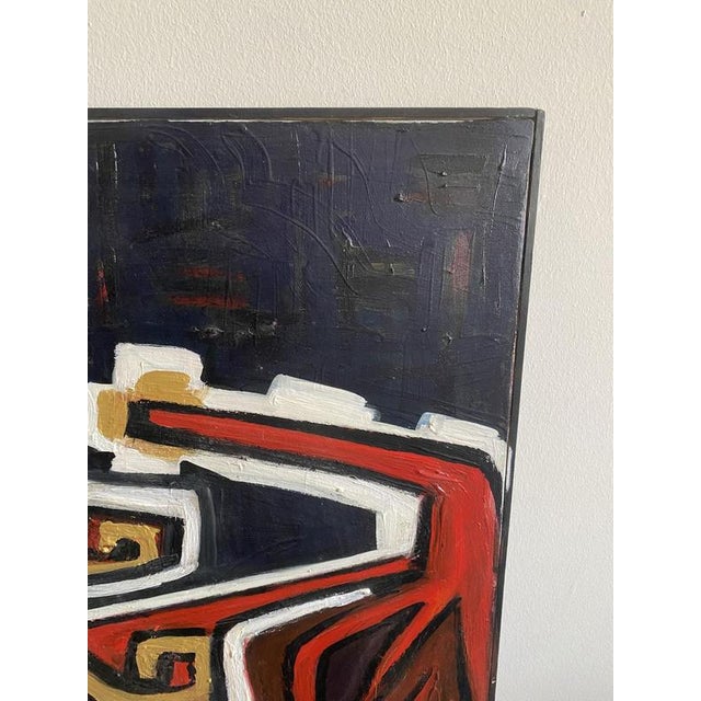 Black Daniela Zanelli, A Lion in Black Red and Yellow, 2000, Oil Painting on Canvas For Sale - Image 8 of 15