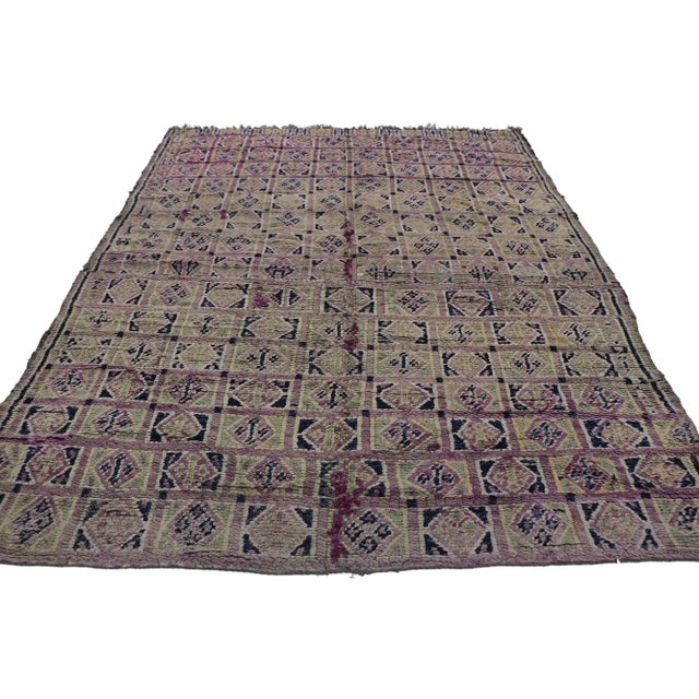 Tribal Vintage Berber Purple Moroccan Rug - 05'08 X 07'01 For Sale - Image 3 of 9