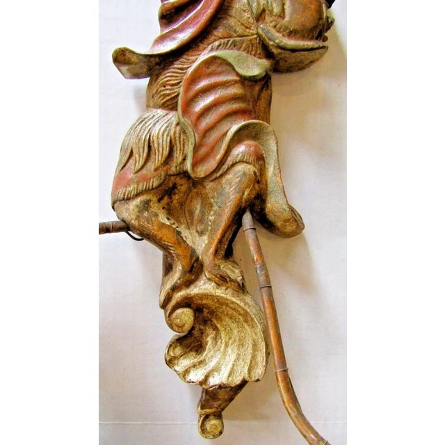 1920s Polychrome Hand Carved Wood and Iron Monkey Wall Sconces - a Pair For Sale - Image 12 of 17