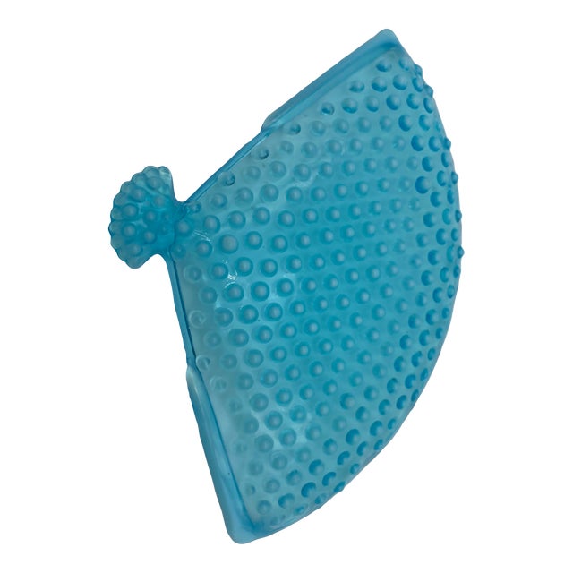Vintage Fenton Turquoise Hobnail-Fan Trinket Dish For Sale