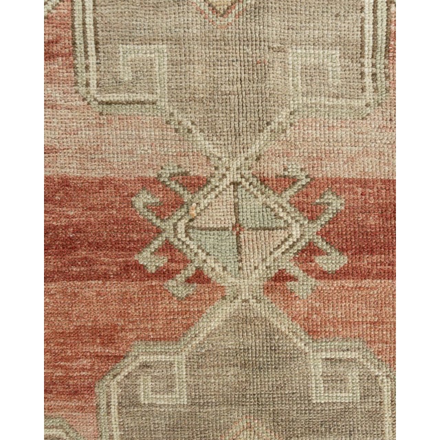 Vintage Circa 1940 Turkish Oushak Hand Knotted Wool Runner, Terracotta, 5'1 X 11'9 For Sale - Image 4 of 12