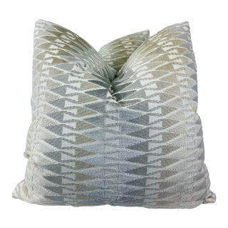Kravet “Alboca Velvet” in Quartz 18” Pillows-a Pair For Sale