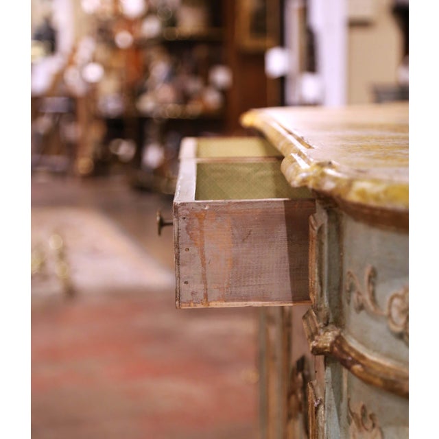 Early 20th C. Venetian Painted Sideboard With Faux Marble Top and Floral Panels For Sale - Image 10 of 18