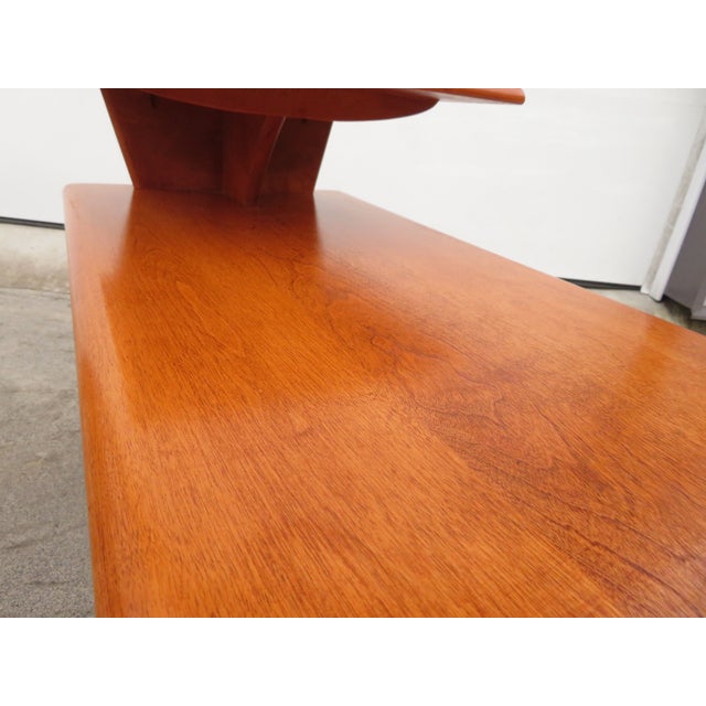Vintage Mid Century Heywood Wakefield Tier Step Side Table Pair in Champagne For Sale - Image 9 of 15