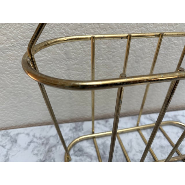 Vintage Brass Magazine Holder Rack or Vessel For Sale - Image 4 of 8